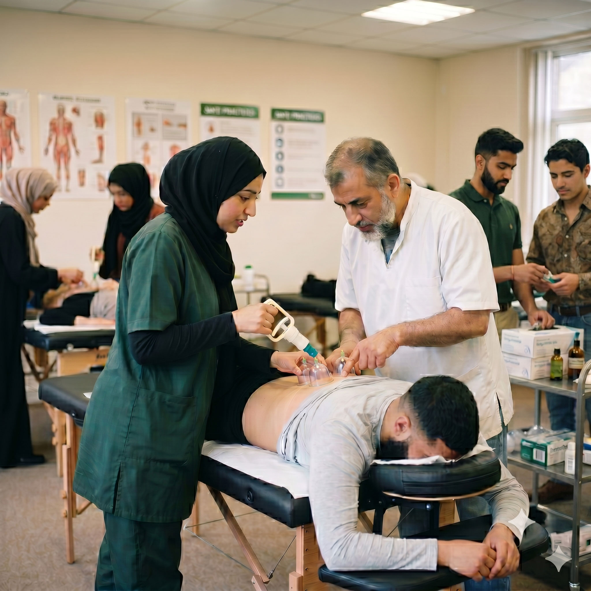 Is sports cupping certification worth it An instructor guiding a student in a sports cupping course. Gain the best cupping certification for athletic trainers through hands-on, professional training.